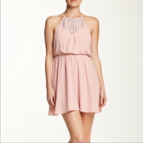 Lush Lattice Detail Sleeveless Dress Size S Small NWT Blush - Picture 7 of 7
